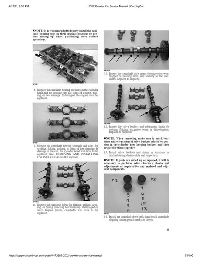 Arctic Cat Prowler Pro UTV Service Manual sample page with diagrams and specifications