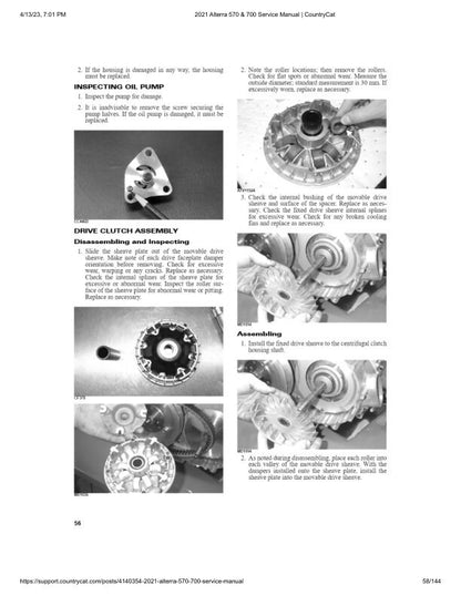Arctic Cat Alterra 570 700 ATV Service Manual sample page showing repair procedures