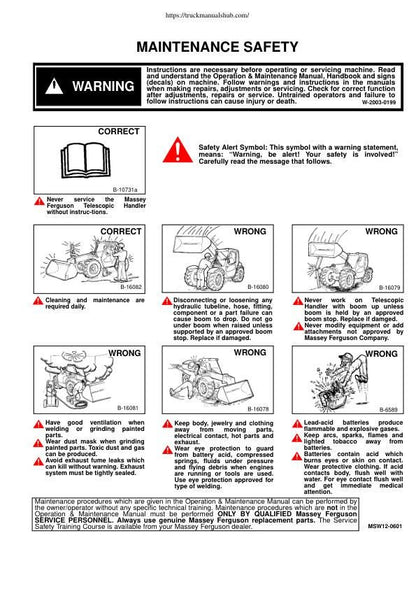 Massey Ferguson 8925 8926 Tractor Service Manual table of contents