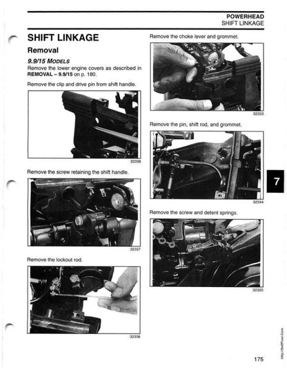 Johnson Evinrude 9.9-30 HP Outboard Service Manual sample page with technical illustrations