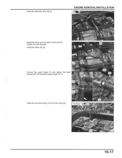 Honda Pioneer SXS1000 M2 M4 UTV Service Manual sample page with technical illustrations