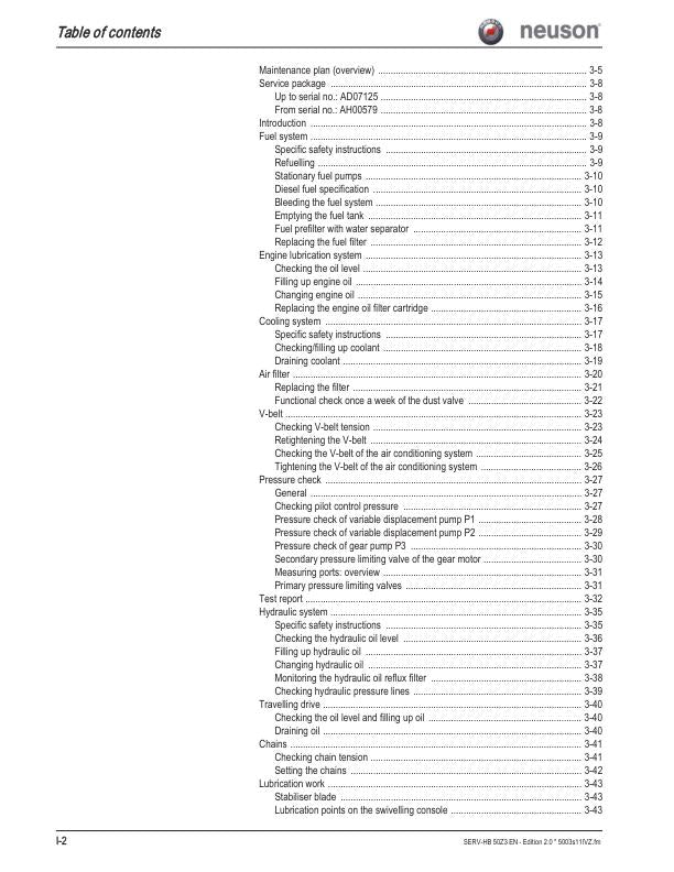 Wacker Neuson 50 Z3 6003 Track Excavator Service Manual sample page from service manual