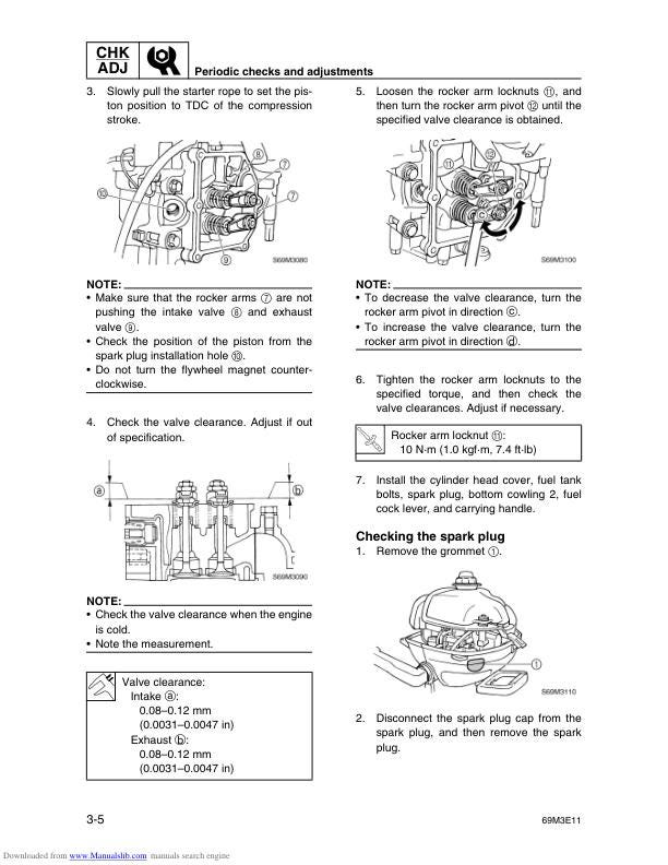 Yamaha F2.5A Outboard Service Manual sample page showing repair procedures