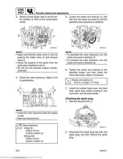 Yamaha F2.5A Outboard Service Manual sample page showing repair procedures