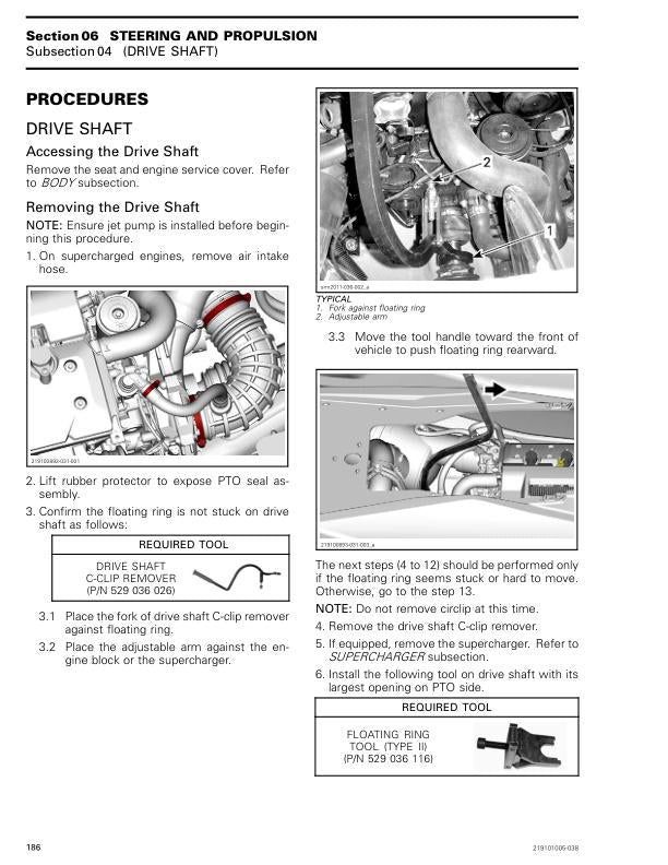 Sea-Doo RXP Service Manual sample page with service data and tables