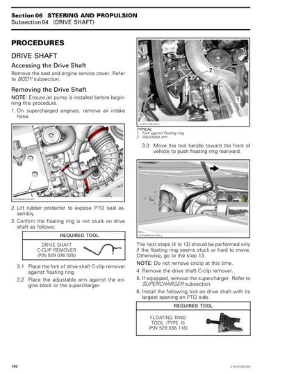 Sea-Doo RXP Service Manual sample page with service data and tables