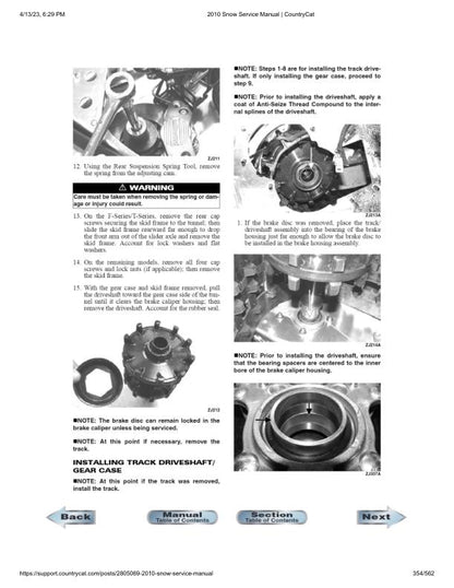 Arctic Cat Crossfire Bearcat M6 M8 F6 F8 Snowmobile Service Manual sample page from the repair manual