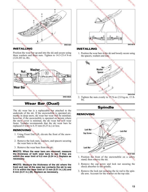 Yamaha Sidewinder Snowmobile Service Manual sample page from service manual