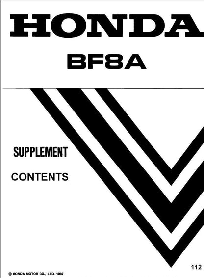 Honda BF8A Outboard Service Manual sample page with technical illustrations