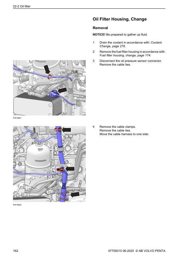Volvo Penta TAD 540 550 570 580 840 850 870 880 Service Manual sample page with service data and tables