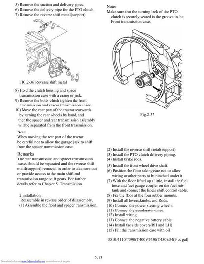 Kubota T390 T400 T430 T450 Mower Service Manual sample page from service manual