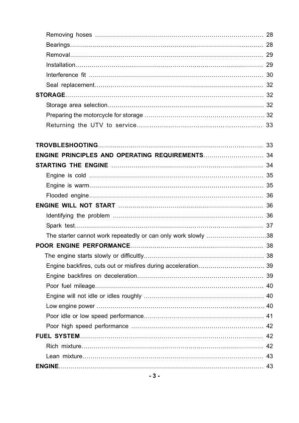 HiSun HS700 UTV4 Service Manual sample page with diagrams and specifications