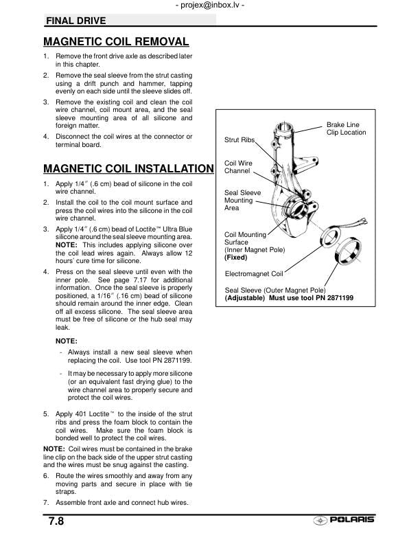 Polaris Sportsman 400 500 ATV Service Manual sample page with technical illustrations