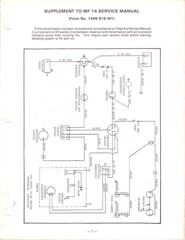 Massey Ferguson MF14 Tractor Service Manual sample page from the repair manual