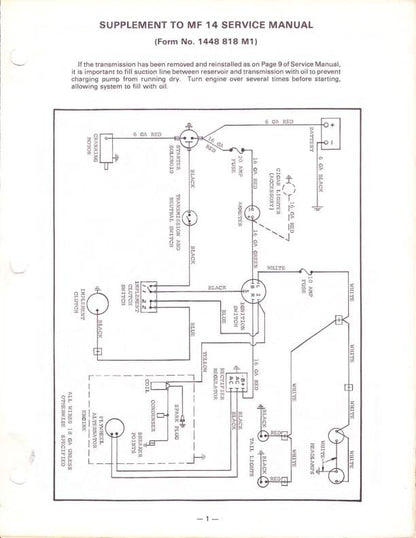 Massey Ferguson MF14 Tractor Service Manual sample page from the repair manual