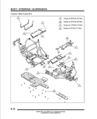 Polaris GENERAL XP XP4 UTV Service Manual sample page showing repair procedures