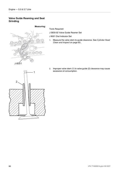 Volvo Penta 5.0 5.7 GL Gi Xi OSi OSXi Engine Service Manual sample page with technical illustrations