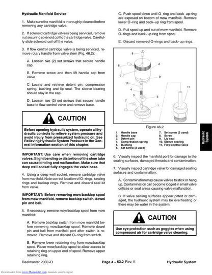 Toro Reelmaster 2000 D Mower Service Manual sample page with service data and tables