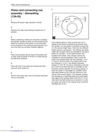 Volvo Penta MD22 TMF22 TAMD22 Engine Service Manual sample page showing repair procedures
