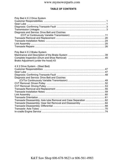 Cub Cadet Big Country 4x2 6x2 Utility Vehicle Service Manual sample page from service manual