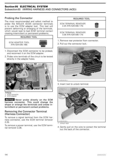 Lynx XTerrain Brutal 850 Snowmobile Service Manual sample page with diagrams and specifications