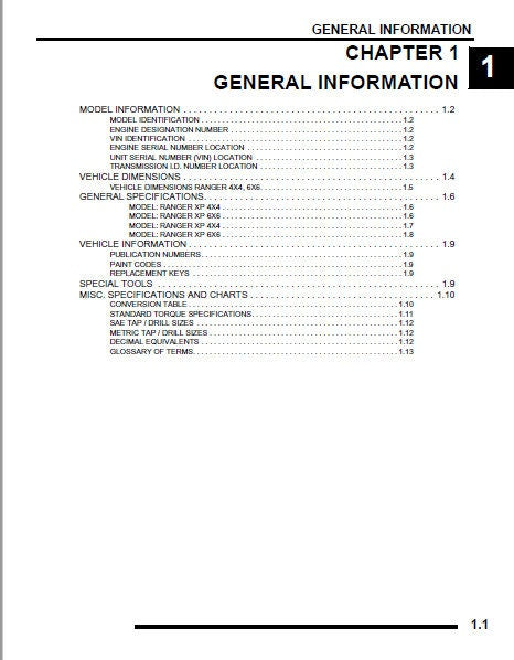 Polaris Ranger XP 700 UTV Service Manual sample page from service manual