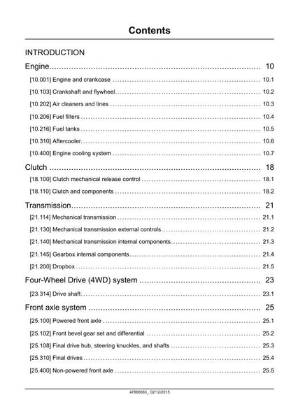 New Holland Workmaster 50 60 70 Tractor Service Manual sample page with diagrams and specifications