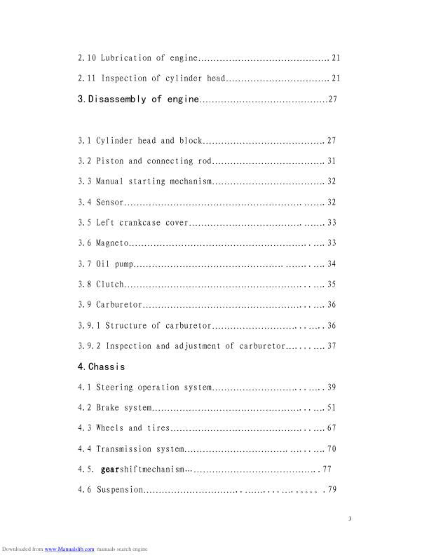 HiSun HS500 ATV Service Manual sample page from service manual