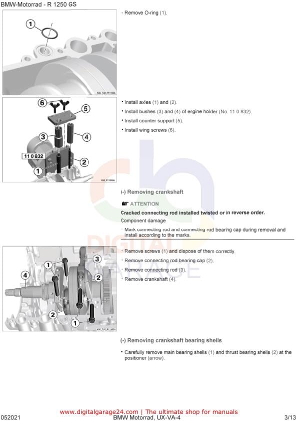 BMW R1250 GS K50 /12 Motorcycle Service Manual sample page with diagrams and specifications