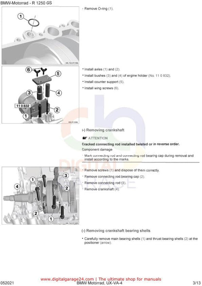 BMW R1250 GS K50 /12 Motorcycle Service Manual sample page with diagrams and specifications