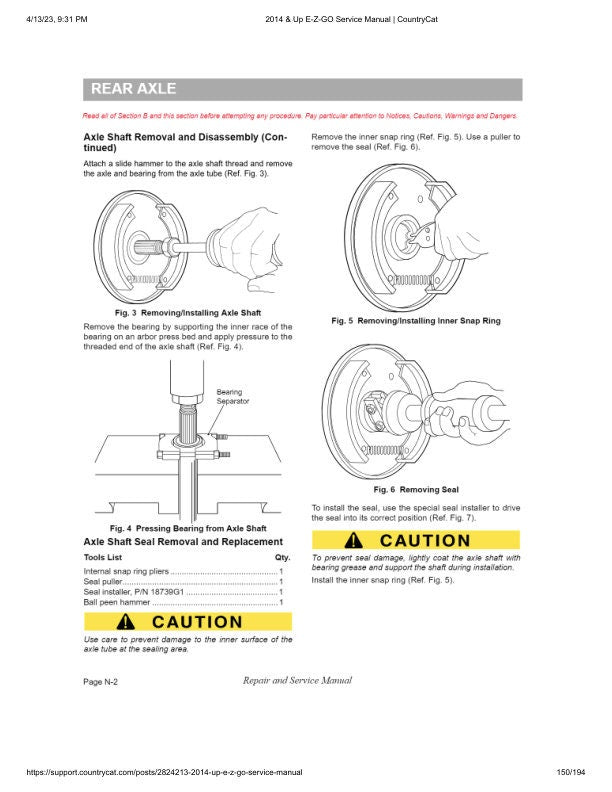 EZGO TXT Electric Golf Cart Service Manual sample page with technical illustrations