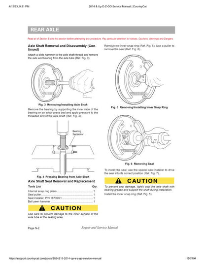 EZGO TXT Electric Golf Cart Service Manual sample page with technical illustrations