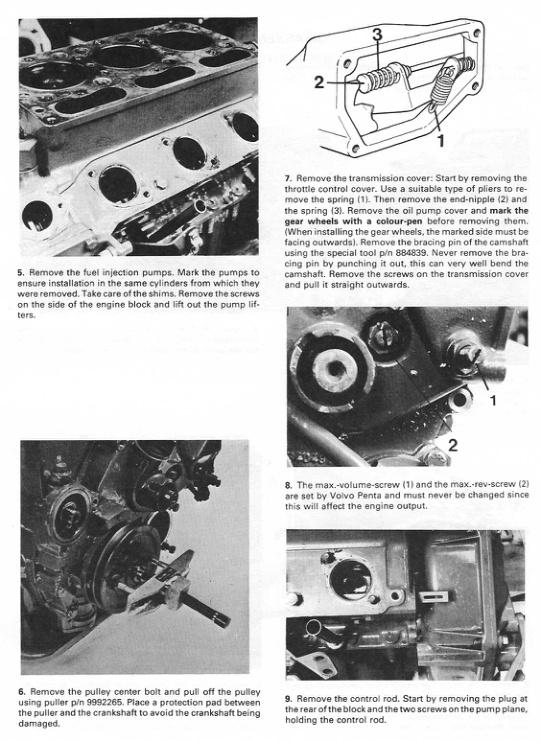 Volvo Penta 2001 2002 2003 2003T Marine Engine Service Manual sample page with diagrams and specifications