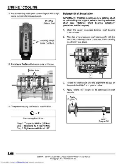 Polaris RZR 900 EPS XP XP4 UTV Service Manual sample page showing repair procedures