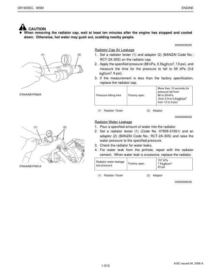 Kubota GR 1600 EC Mower Service Manual sample page showing repair procedures