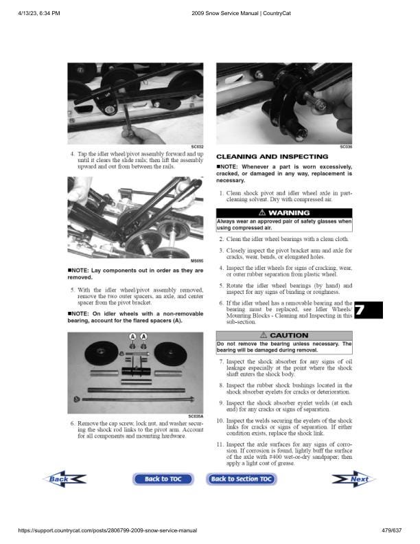 Arctic Cat Crossfire Z1 Bearcat F5 Snowmobile Service Manual sample page with service data and tables