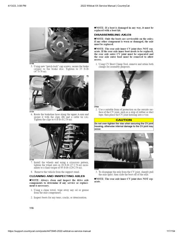 Arctic Cat Wildcat XX UTV Service Manual sample page from the repair manual