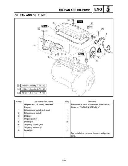 Yamaha FX Nytro FX10X Snowmobile Service Manual sample page showing repair procedures