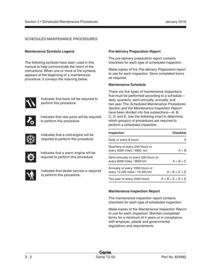 Genie TZ 50 Towable Aerial Lift Service Manual sample page from service manual