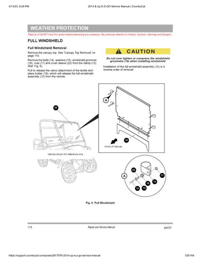 EZGO Terrain 1000 72v Golf Cart Service Manual sample page from the repair manual