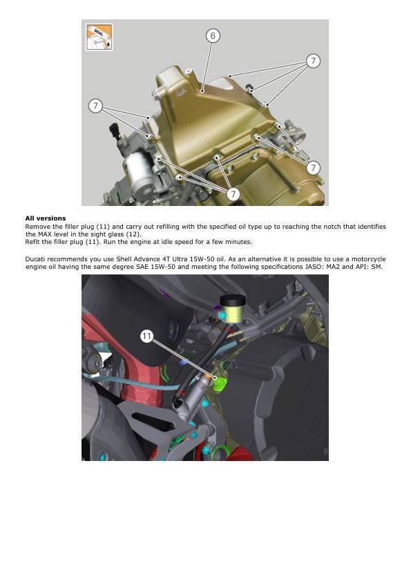 Ducati Panigale SBK 959 E4 Motorcycle Service Manual table of contents
