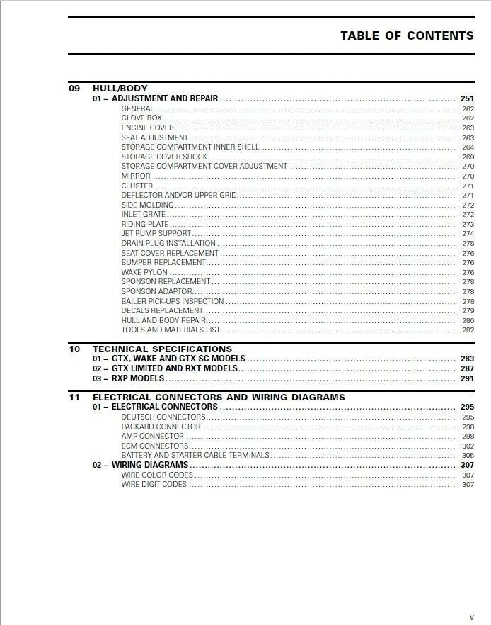 Sea-Doo GTI GTX XP Service Manual sample page from the repair manual