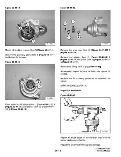 Bobcat 773G Skid Steer Loader Service Manual sample page with technical illustrations