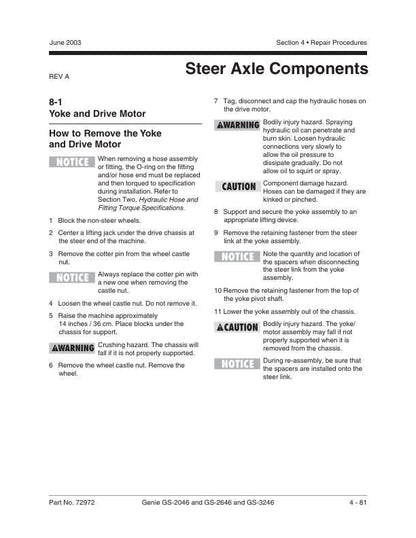 Genie GS 2046 2646 3246 Scissor Lift Service Manual sample page with technical illustrations