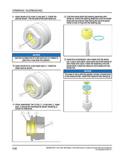 Polaris MATRYX Indy Switchback XCR 650 850 Snowmobile Service Manual sample page with service data and tables