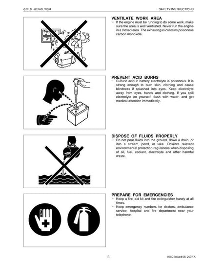 Kubota G21LD G21HD Mower Service Manual sample page with diagrams and specifications