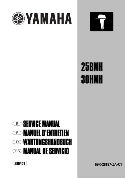 Yamaha 25BMH 30HMH Outboard Service Manual factory service manual title page