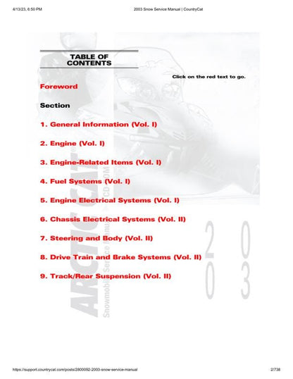 Arctic Cat Firecat F5 F7 ZL ZR Pantera Snowmobile Service Manual factory service manual title page