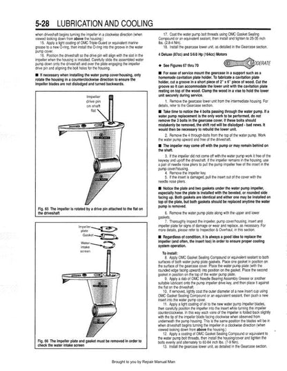 Johnson Evinrude 1.25 - 70 HP Outboard Service Manual sample page with technical illustrations