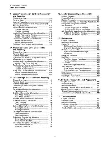 Terex PT 50 60 Rubber Track Loader Service Manual sample page with diagrams and specifications